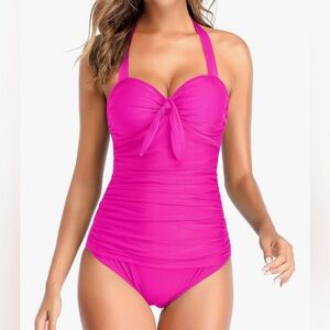 NWT. Tempt Me Tummy Control Halter Top One Piece Swimsuit. Size XL.
